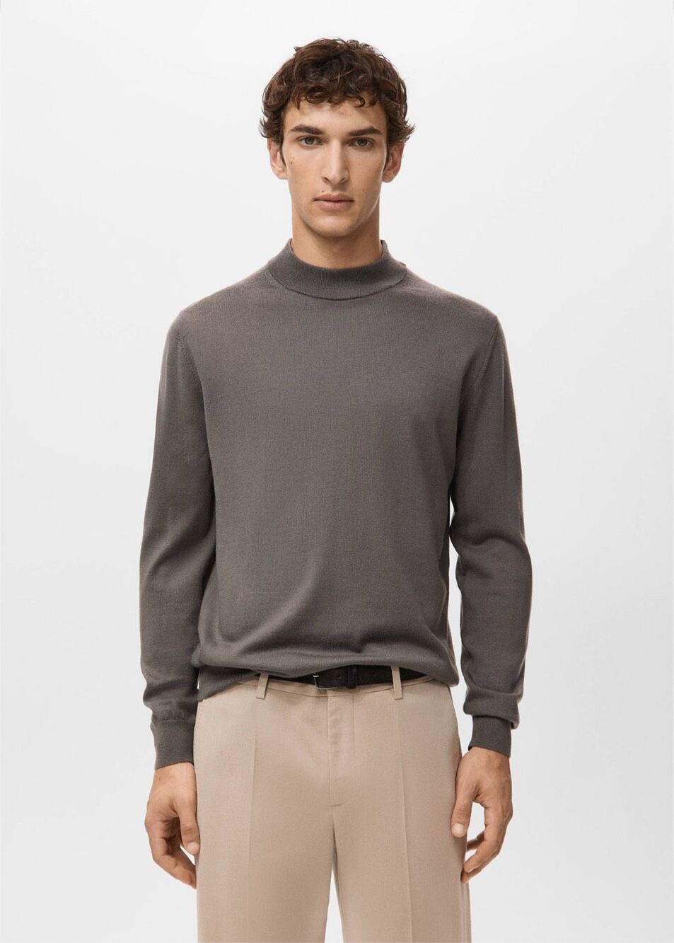 Mango MNG Men's Merino Wool Turtle Neck Willy Pullover Sweater Taupe XL NWT